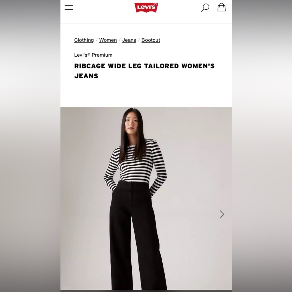 Levi's Black Ribcage Wide Leg Tailored Jeans
